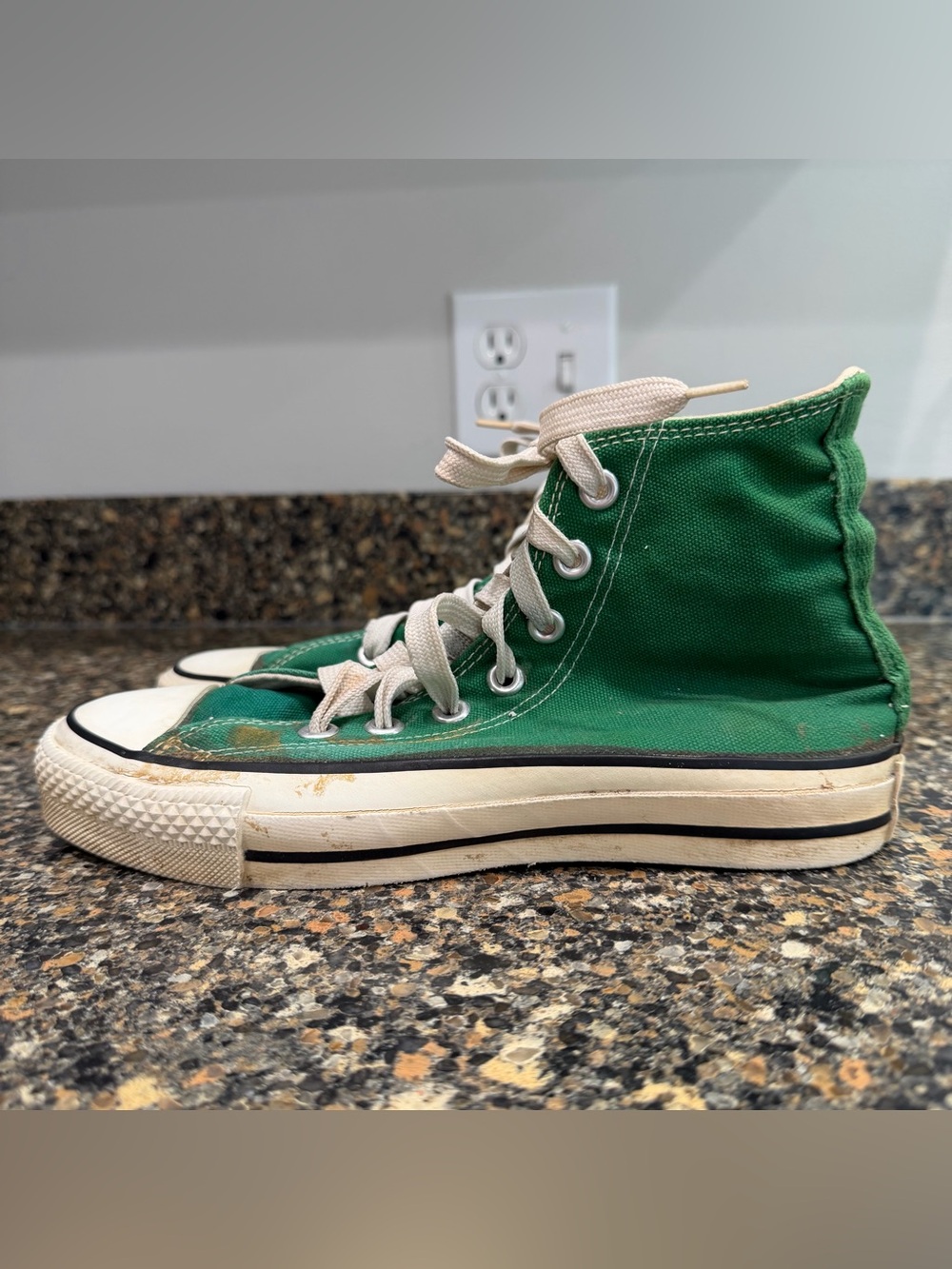 Green High-Top Canvas Sneakers Mens 4.5 vintage
